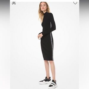 Michael kors logo ribbed knit zip dress